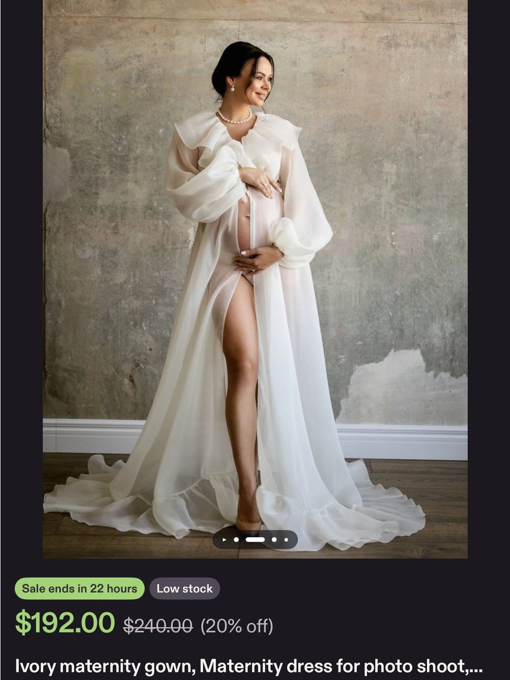 Ivory maternity gown tulle pregnancy dress